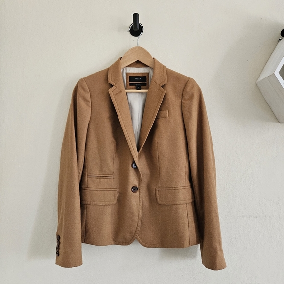 J. Crew Jackets & Blazers - J. Crew Schoolboy Wool Blazer Camel Two Button Preppy Career Wear, sz 2